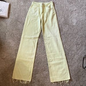 Zara Wide Leg Jeans Lime Green